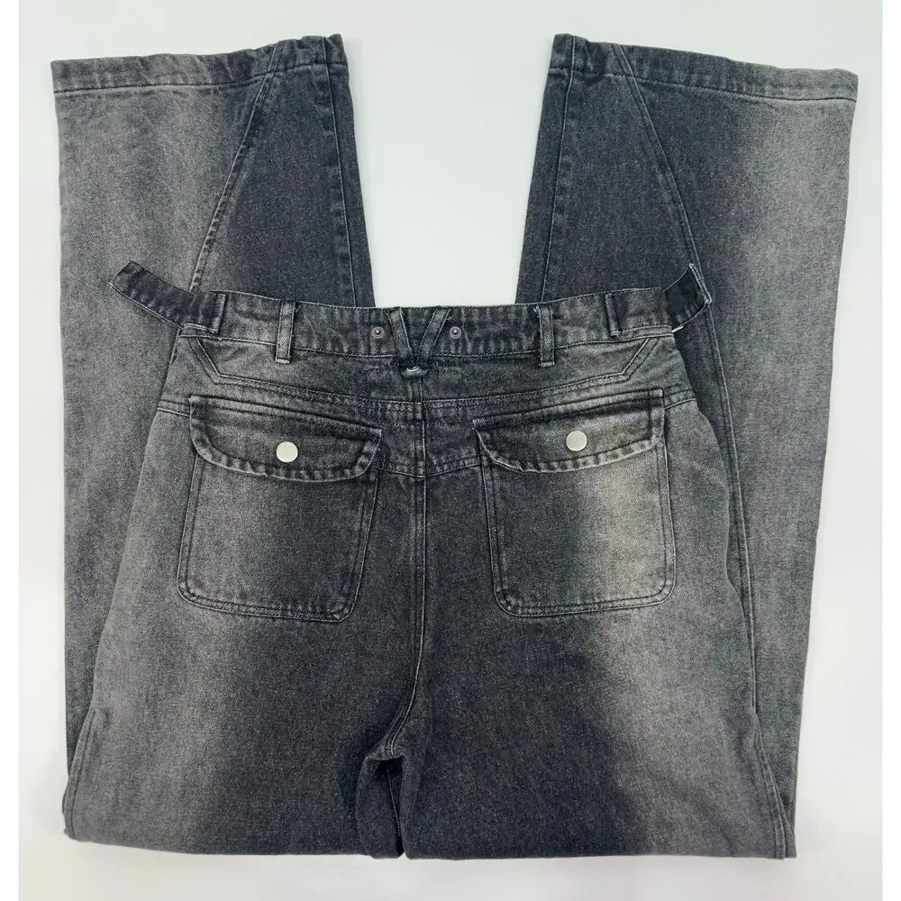NWT Fine Culture Two-Tone Denim Jeans Men’s S (W28 L32) Black Wide Baggy Street - Picture 4 of 9